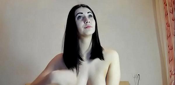  Big ass brunette busty teen babe camgirl posing on webcam